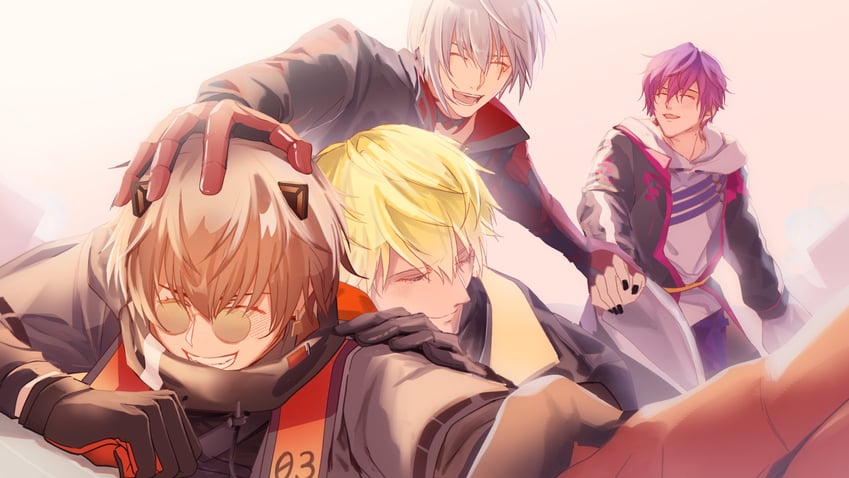 sonny brisko, alban knox, uki violeta, and fulgur ovid (nijisanji and 1 more) drawn by otama_ikazoruk