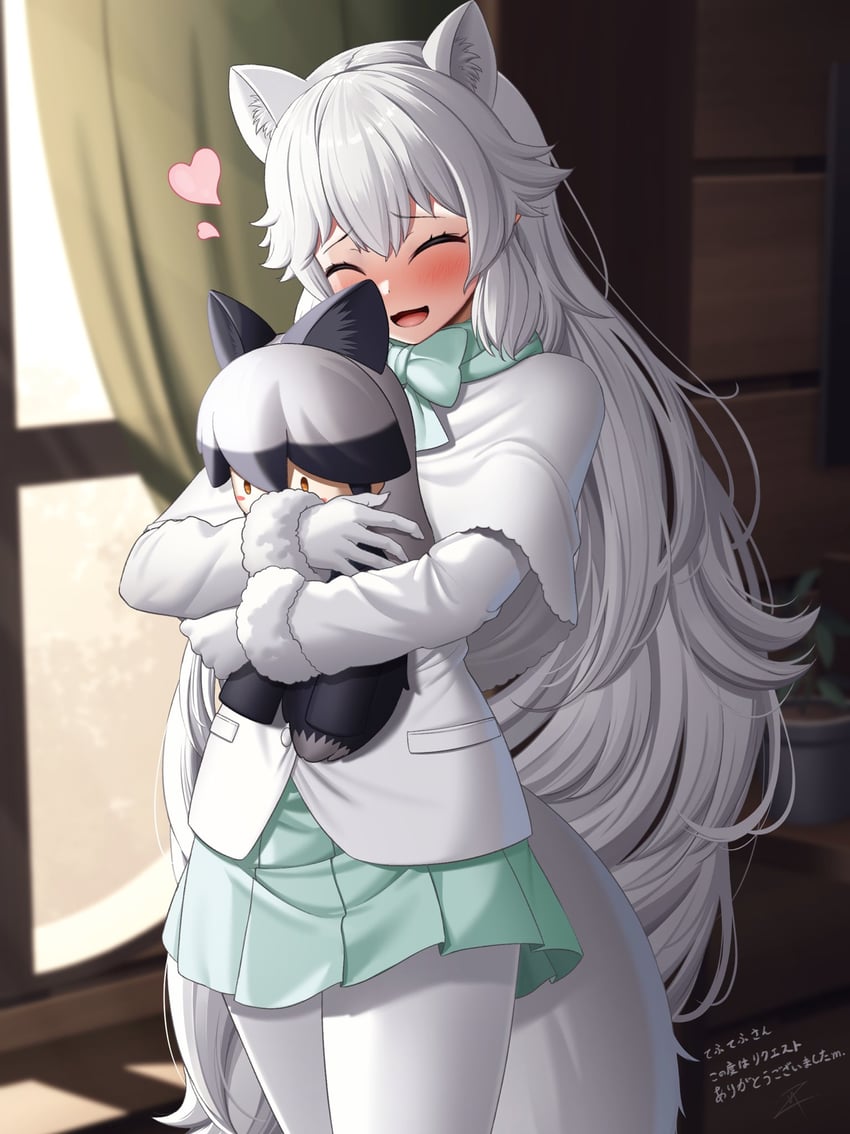 silver fox and arctic fox (kemono friends and 1 more) drawn by deku_suke