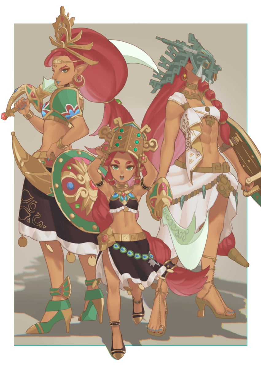 urbosa, riju, and sage of lightning (the legend of zelda and 2 more) drawn by ivy_(sena0119)
