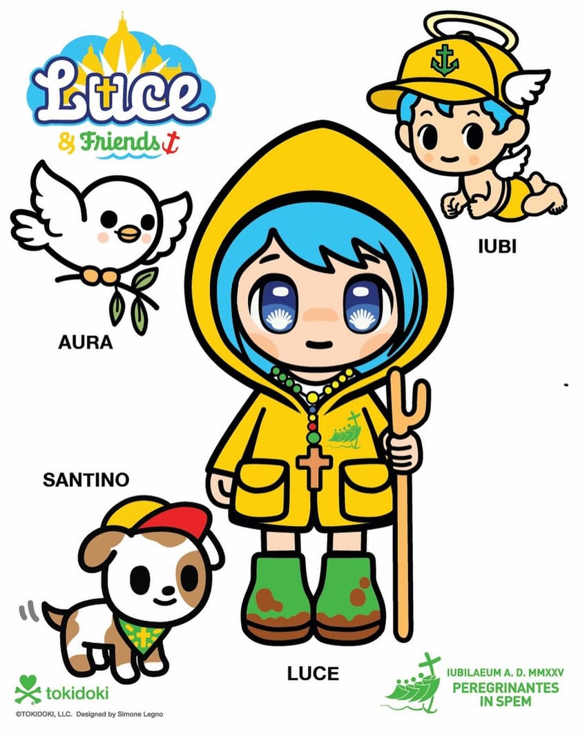 luce, santino, aura, and iubi (jubilee 2025) drawn by simone_legno
