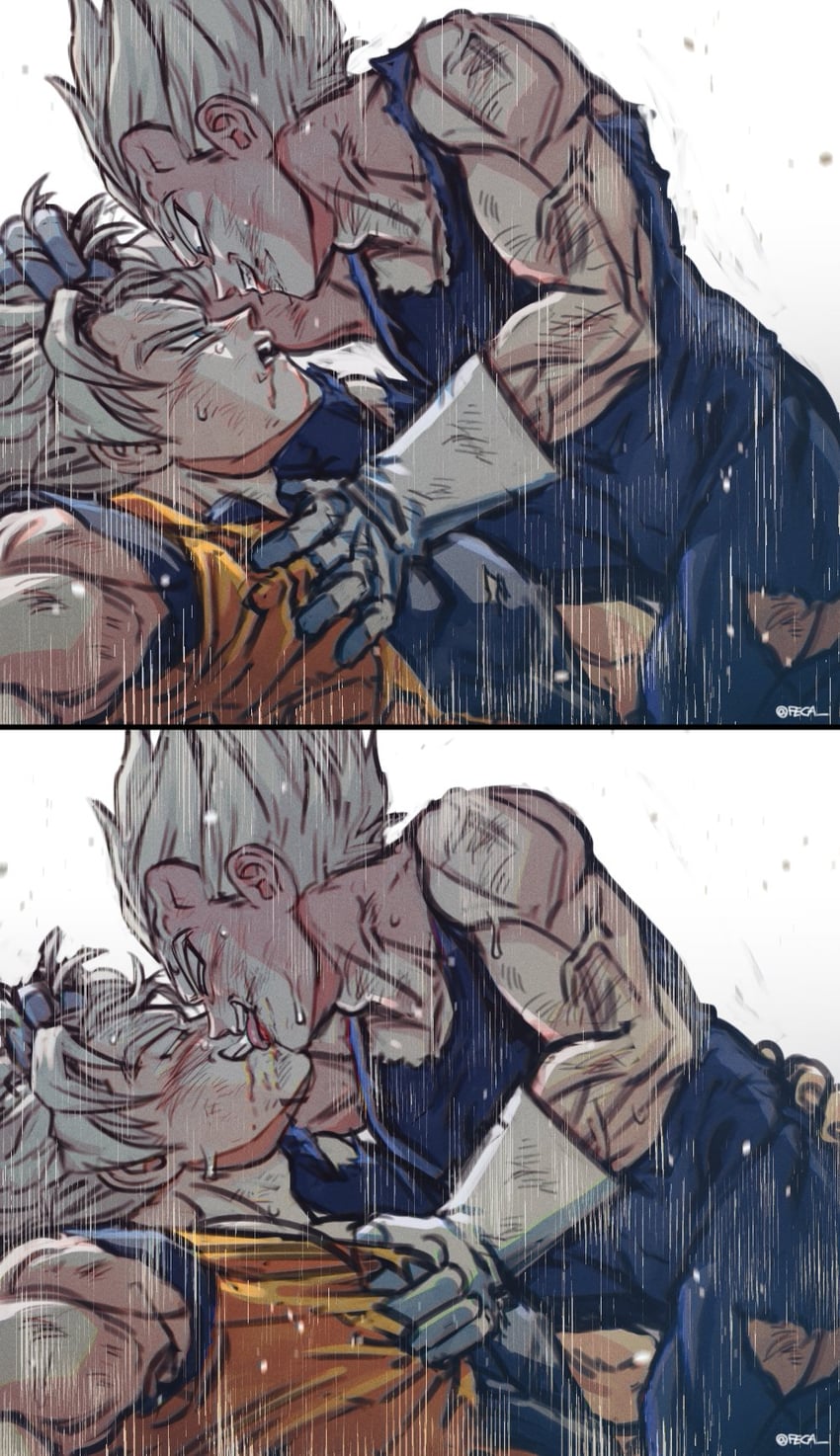 son goku, vegeta, and majin vegeta (dragon ball and 1 more) drawn by fecaa