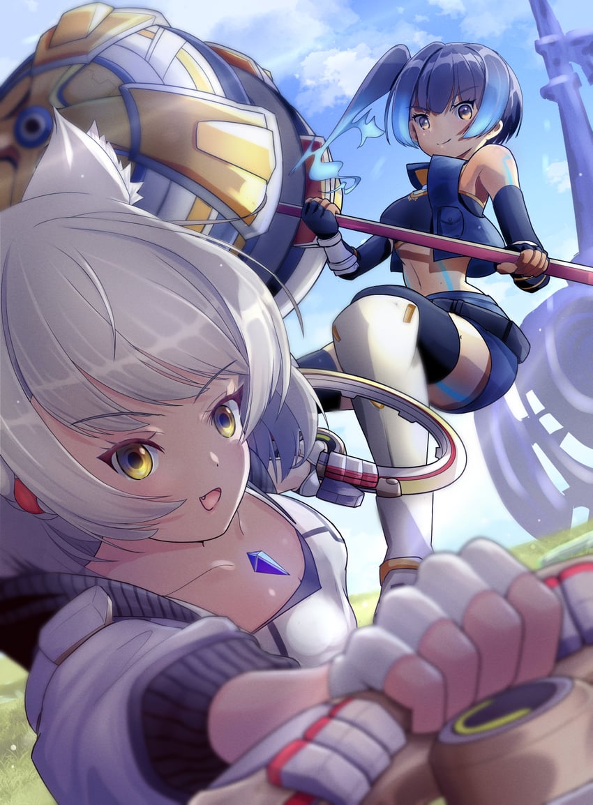 mio and sena (xenoblade chronicles and 1 more) drawn by inuneco