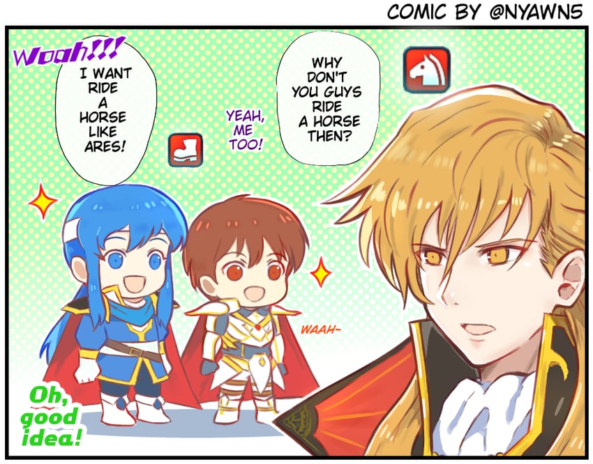seliph, leif, and ares (fire emblem and 2 more) drawn by nyawn5