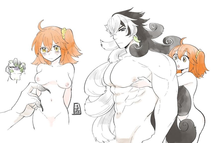 fujimaru ritsuka, ashiya douman, and con (fate and 1 more) drawn by yoshimura