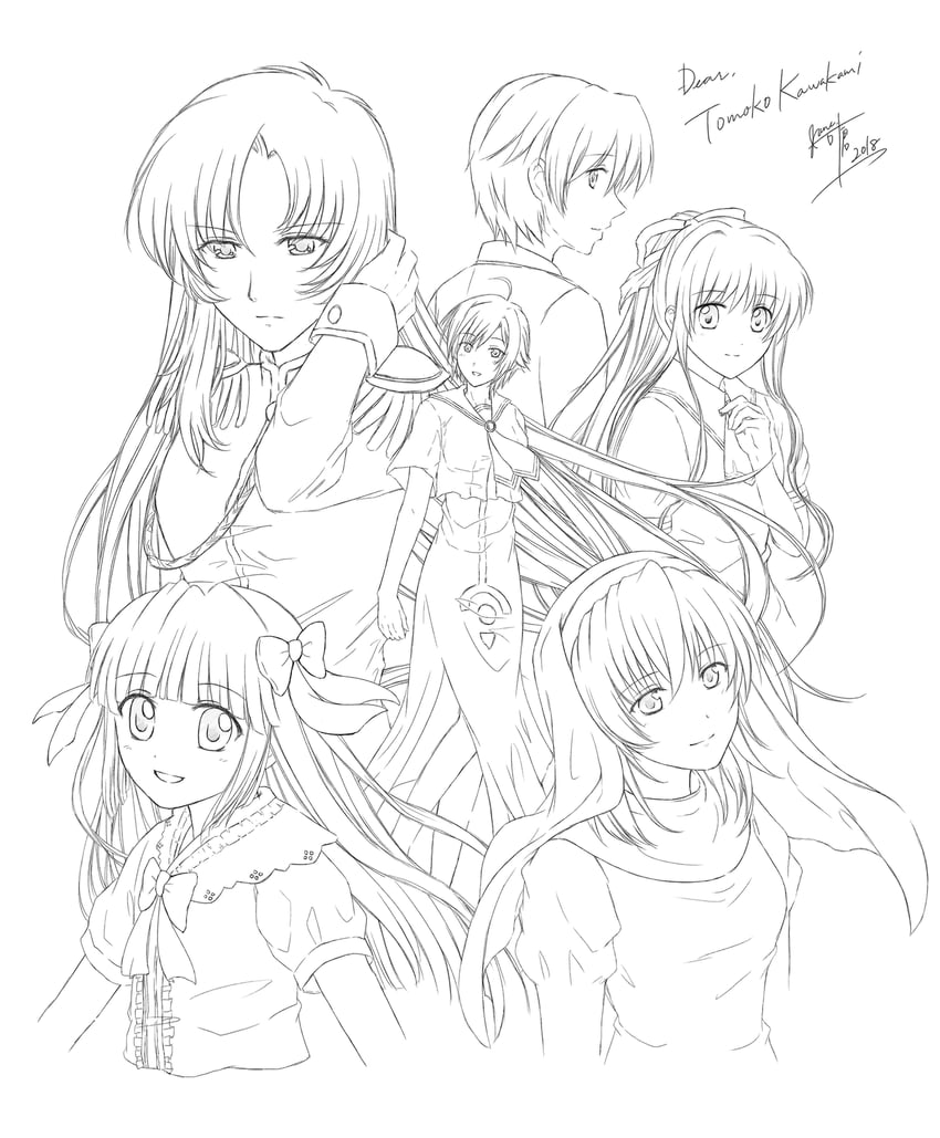 kamio misuzu, tenjou utena, athena glory, shindou hikaru, kawakami tomoko, and 1 more (shoujo kakumei utena and 2 more) drawn by kanokura_(toya_kanokura)