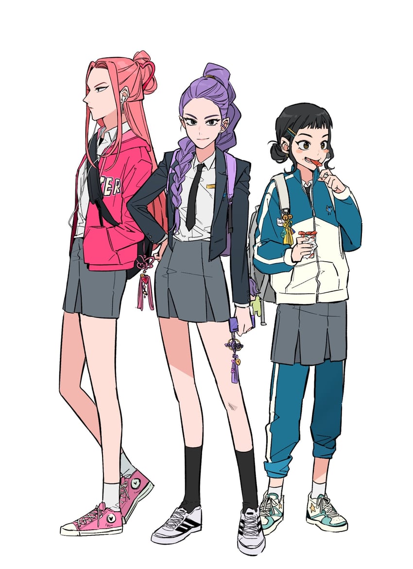 rumi, zoey, and mira (kpop demon hunters) drawn by jjy249