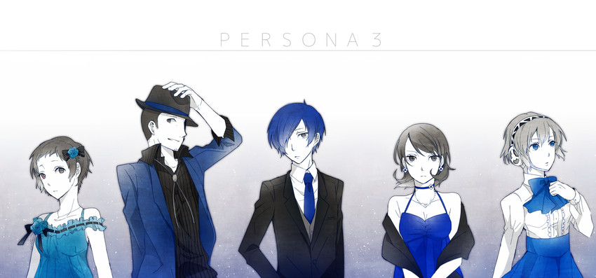 yuuki makoto, aigis, takeba yukari, yamagishi fuuka, and iori junpei (persona and 1 more) drawn by mentaishi