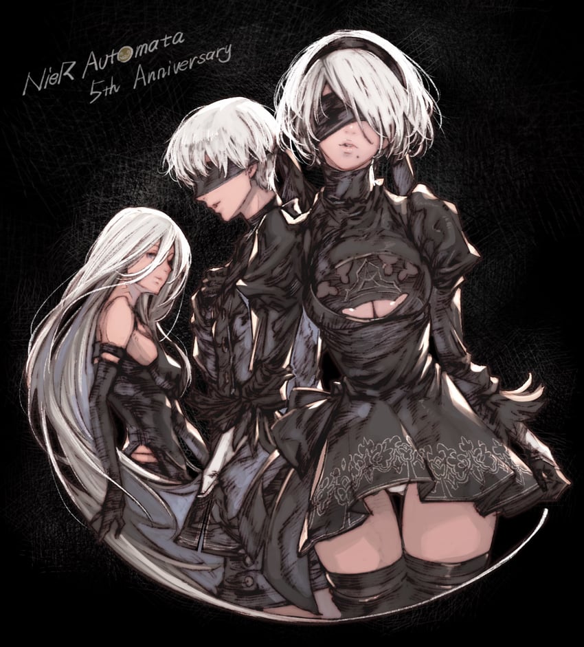 2b, 9s, and a2 (nier and 1 more) drawn by kazama_raita