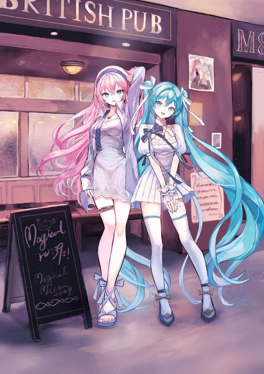hatsune miku and megurine luka (vocaloid) drawn by pipi_(pipinavigation)