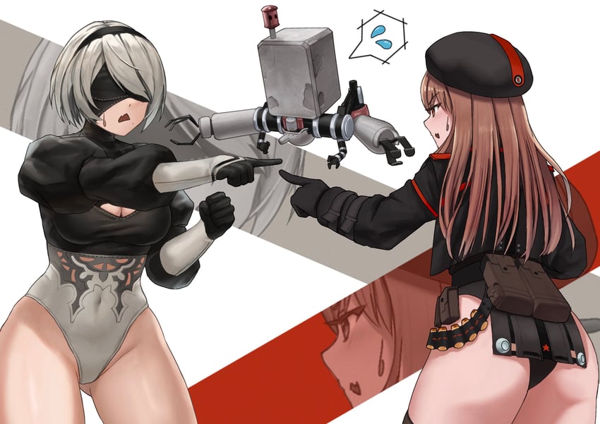 2b, pod, rapi, and ishikawa yui (goddess of victory: nikke and 3 more) drawn by o_o_k_i_n_a