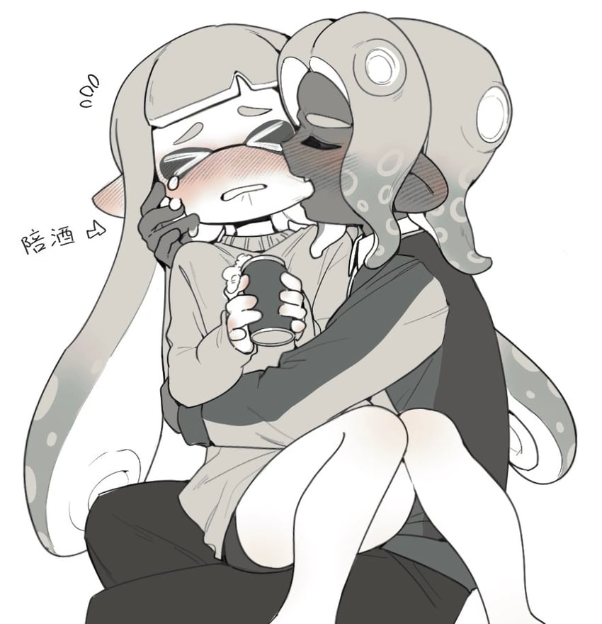 inkling player character, inkling girl, octoling player character, and octoling boy (splatoon) drawn by salted_whale
