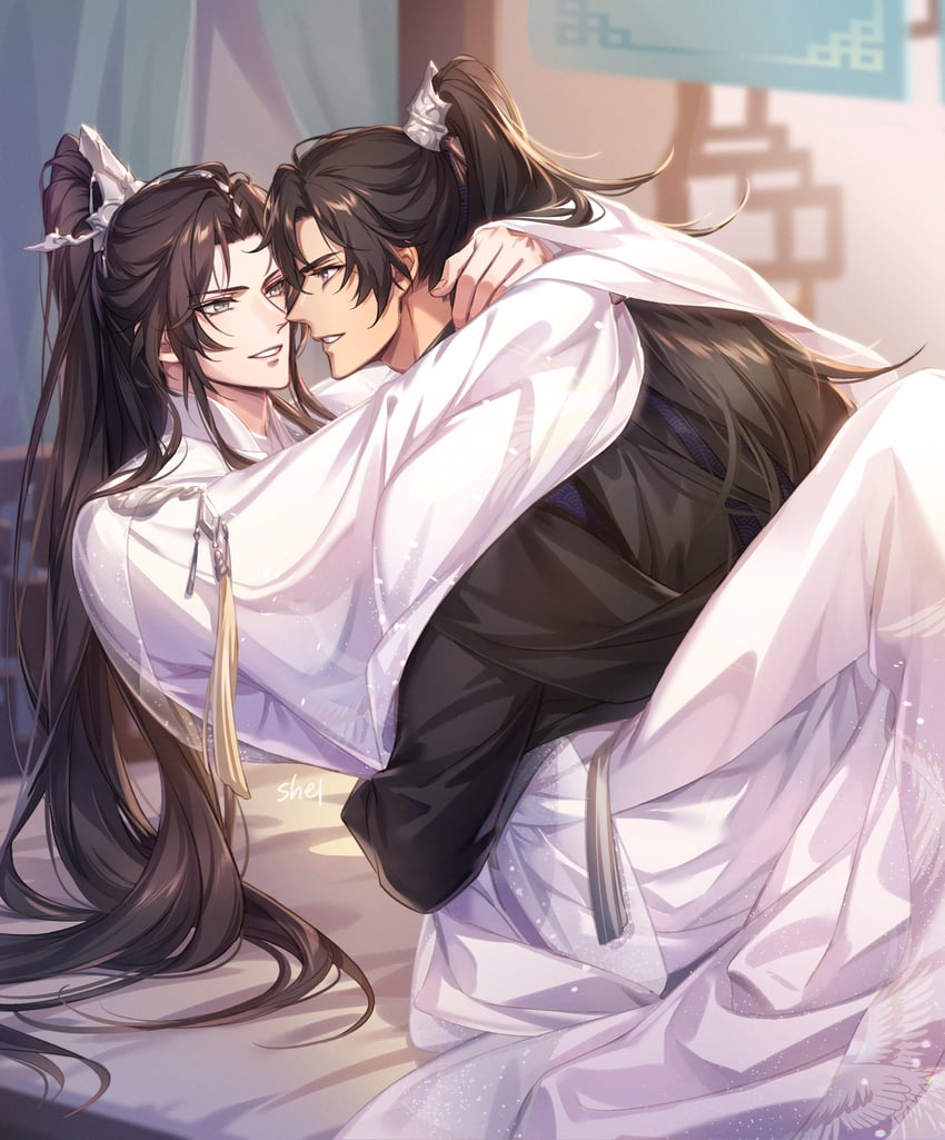 chu wanning and mo ran (erha he tadebai mao shizun) drawn by zehel_az