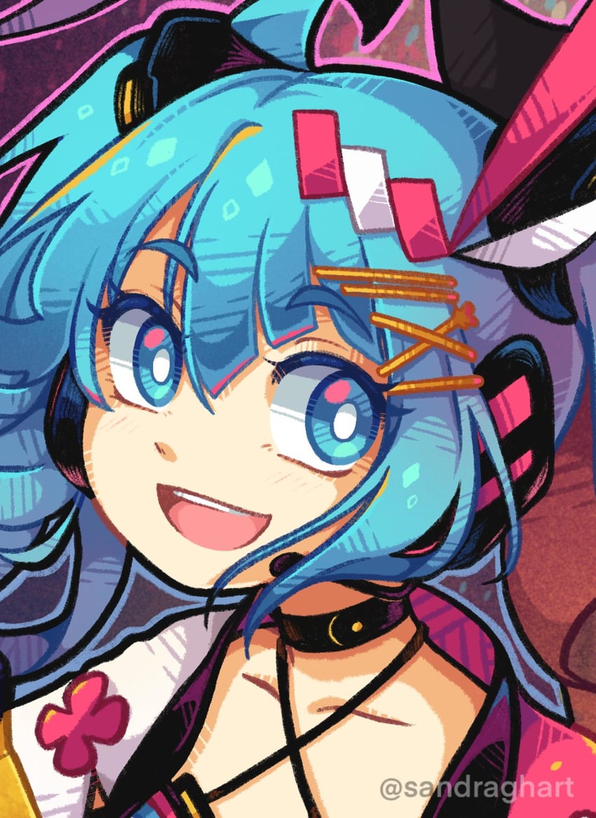 hatsune miku and magical mirai miku (vocaloid and 1 more) drawn by sandragh