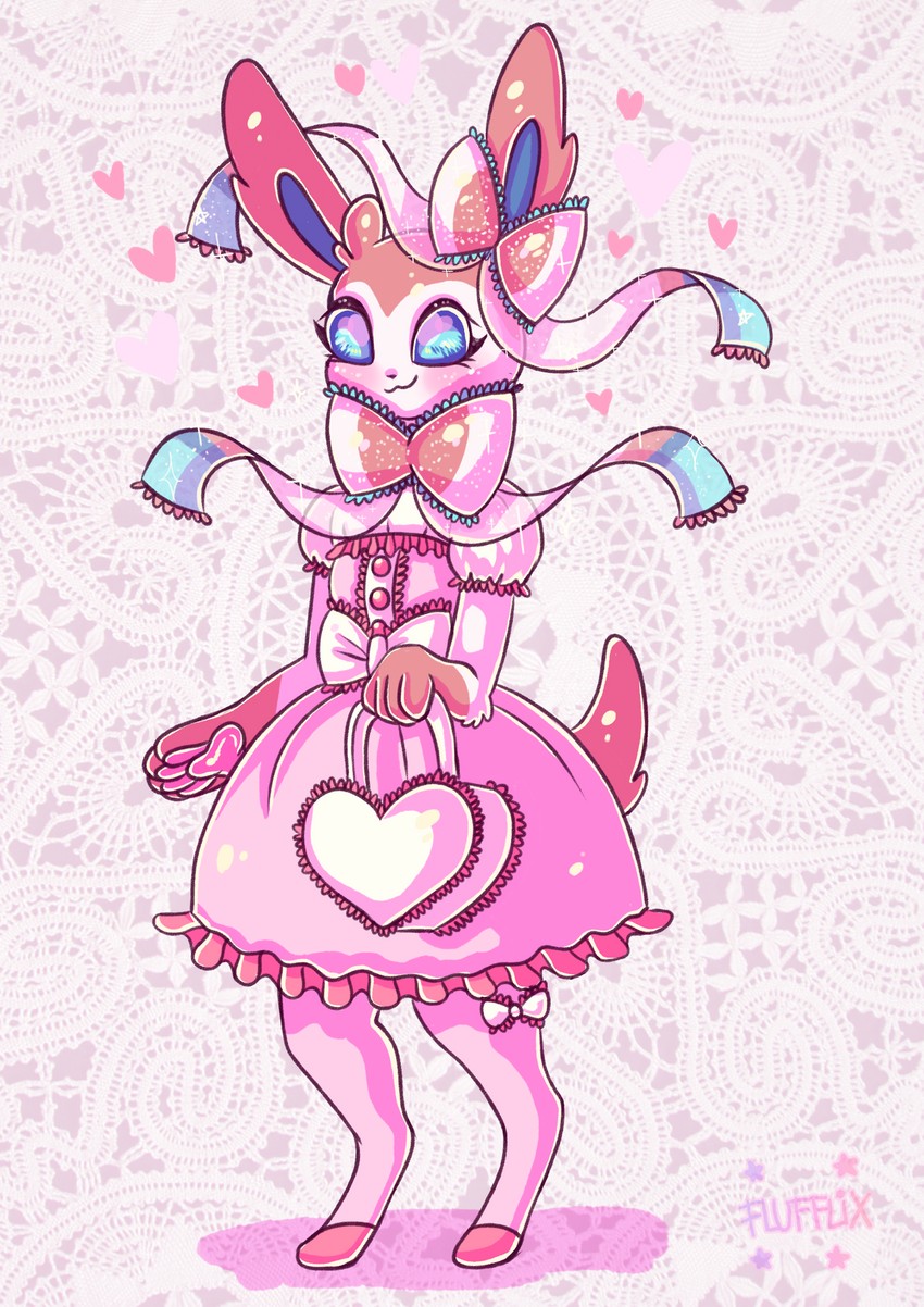 sylveon (pokemon) drawn by flufflixx