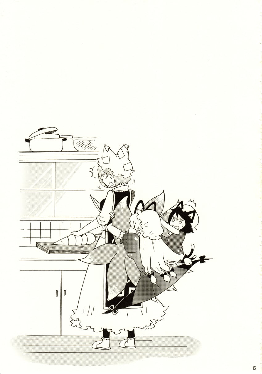 yakumo yukari, yakumo ran, and chen (touhou) drawn by mashuu_masaki