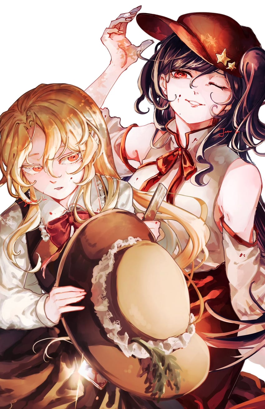 jacket girl and label girl (touhou and 1 more) drawn by jun_harukawa