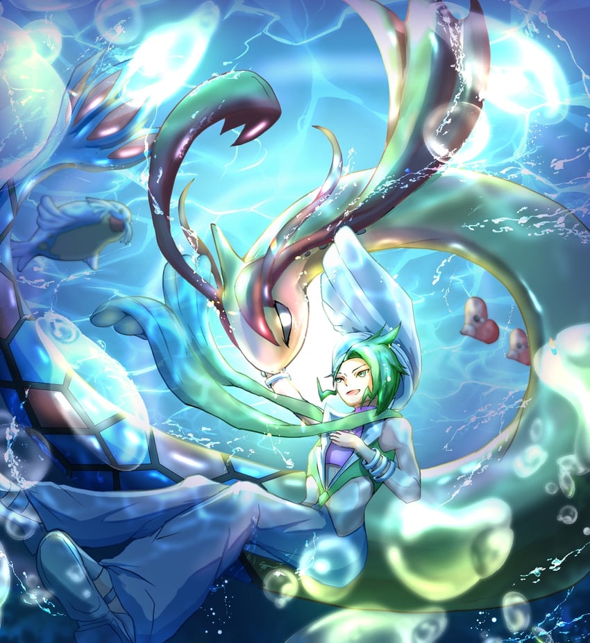 milotic, luvdisc, wallace, and sealeo (pokemon and 1 more) drawn by bo_(bouillustration)