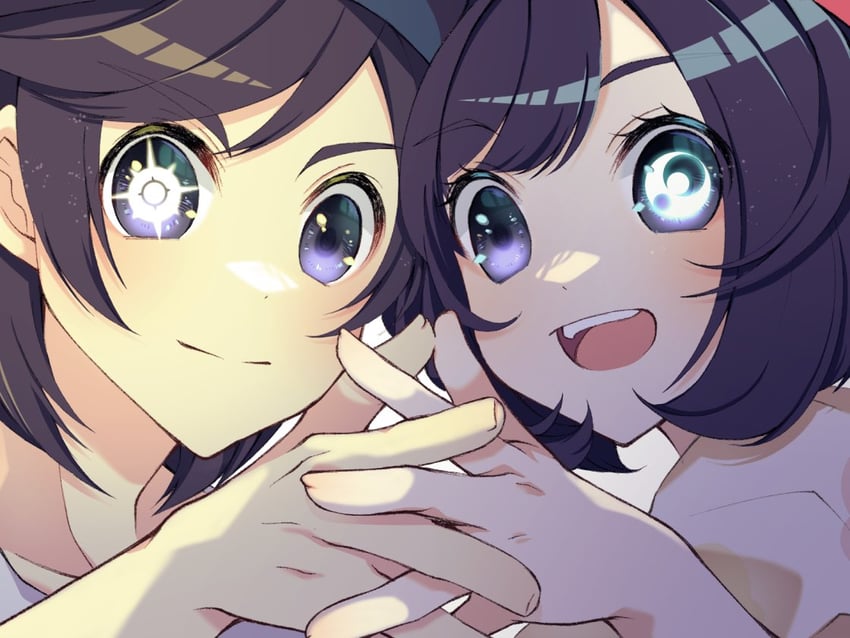 selene and elio (pokemon and 1 more) drawn by mochi_(g_mochi)
