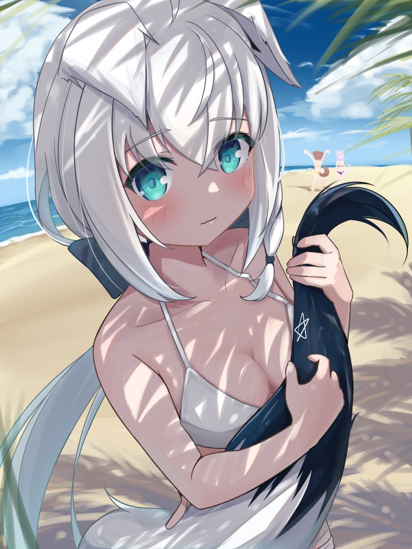 shirakami fubuki, nekomata okayu, and inugami korone (hololive) drawn by morotade_kudou
