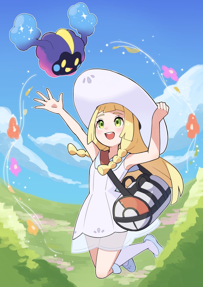 lillie and cosmog (pokemon and 1 more) drawn by shinna_(user_zfuz4288)