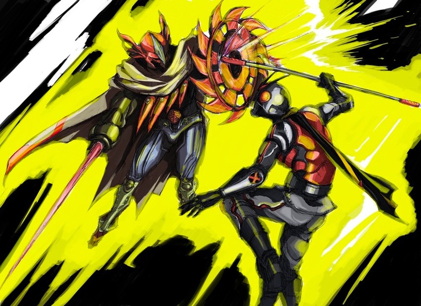 kamen rider x and apollo geist (kamen rider and 1 more) drawn by gachirin