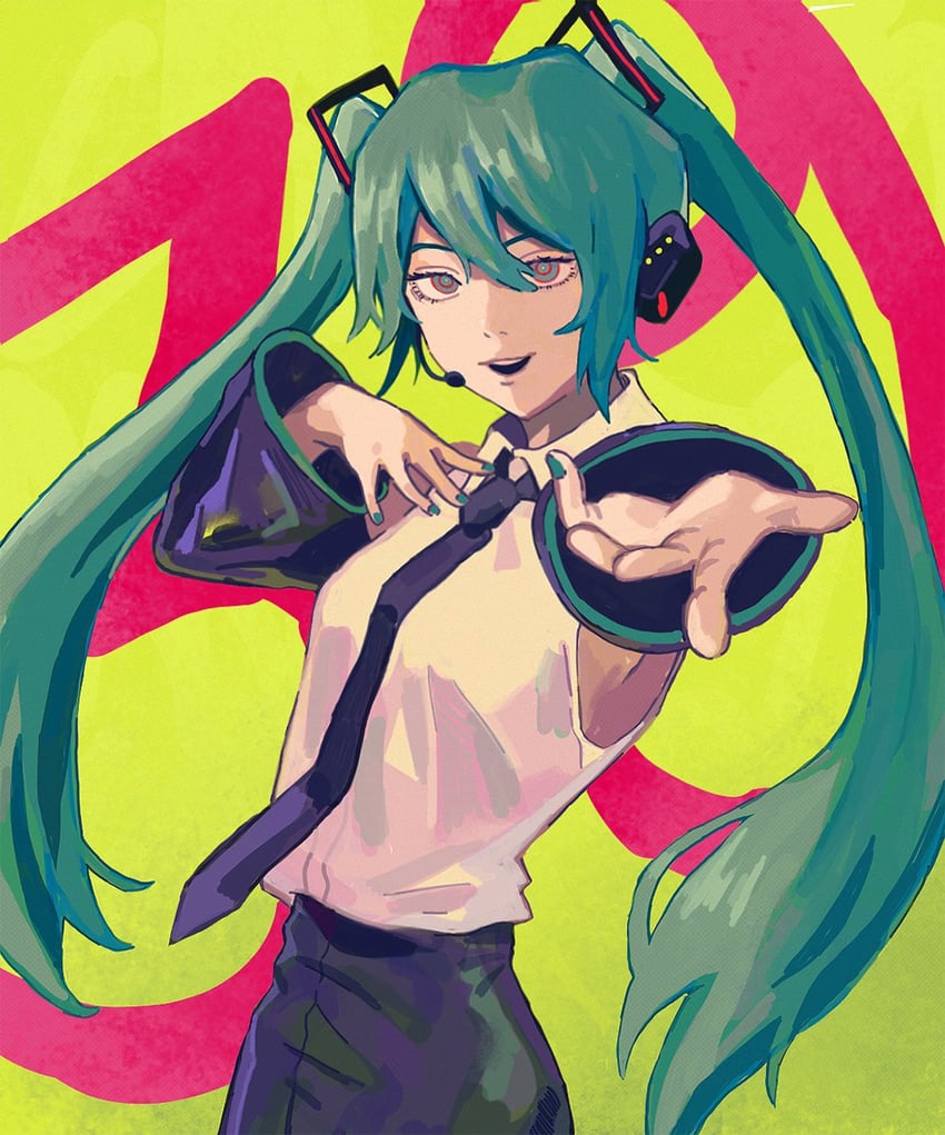 hatsune miku (vocaloid and 1 more) drawn by sapgoon