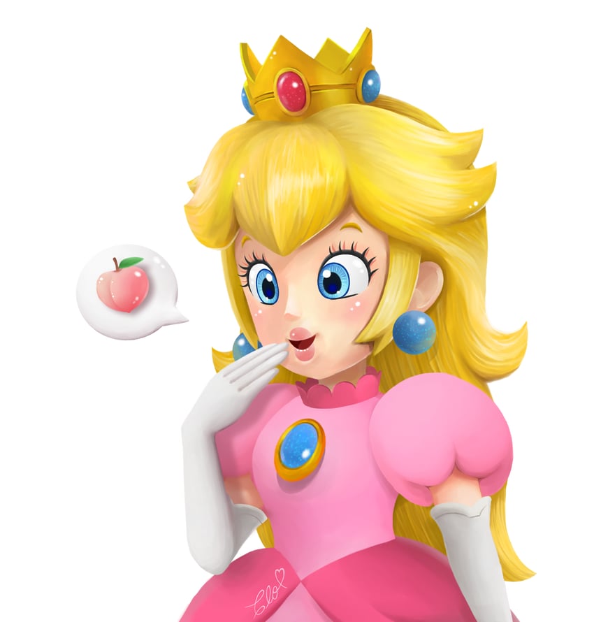 princess peach (mario) drawn by flutterinreallife