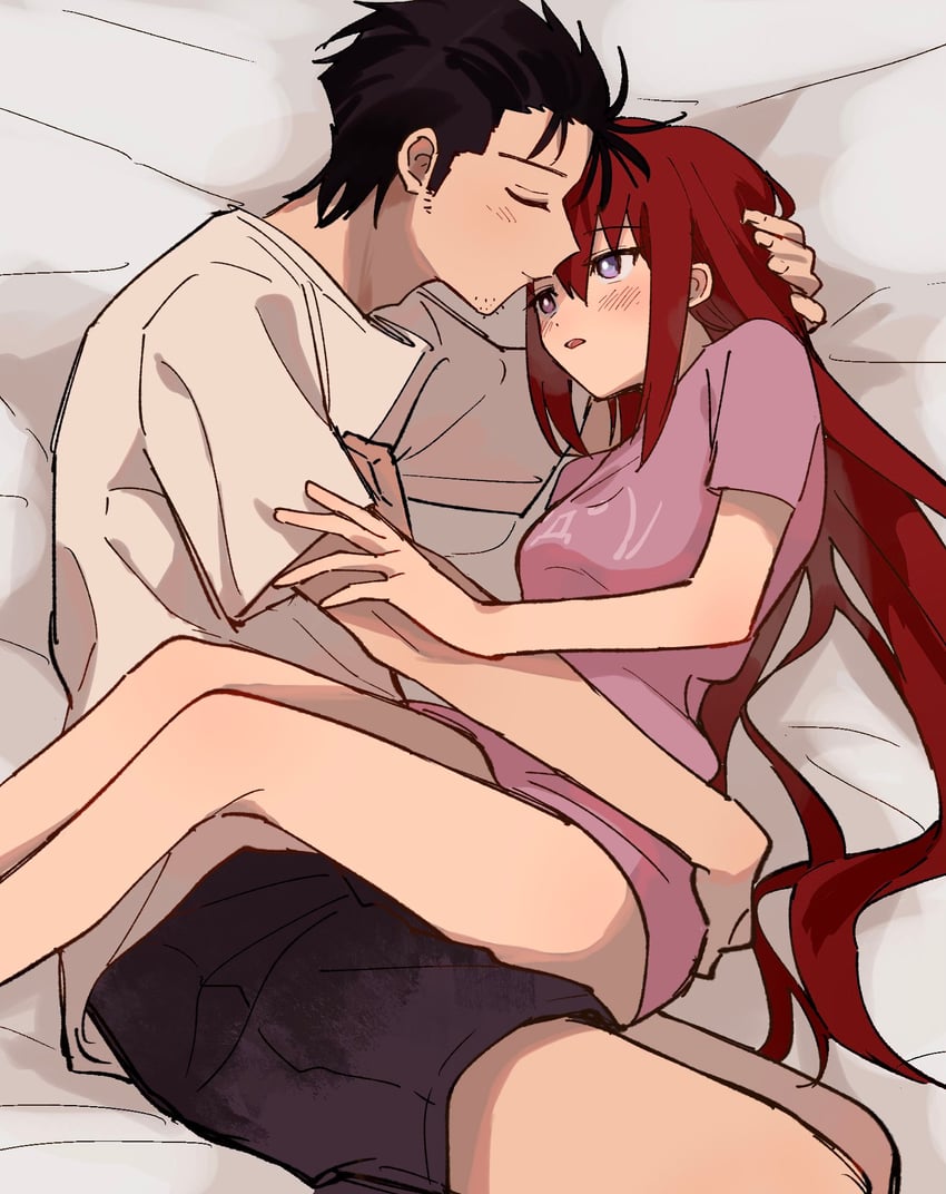 makise kurisu and okabe rintarou (steins;gate) drawn by suehiroch0