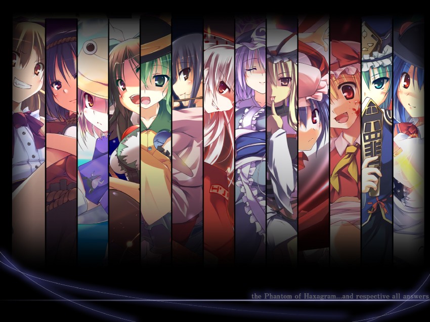 remilia scarlet, flandre scarlet, komeiji koishi, yakumo yukari, fujiwara no mokou, and 8 more (touhou) drawn by t-ray