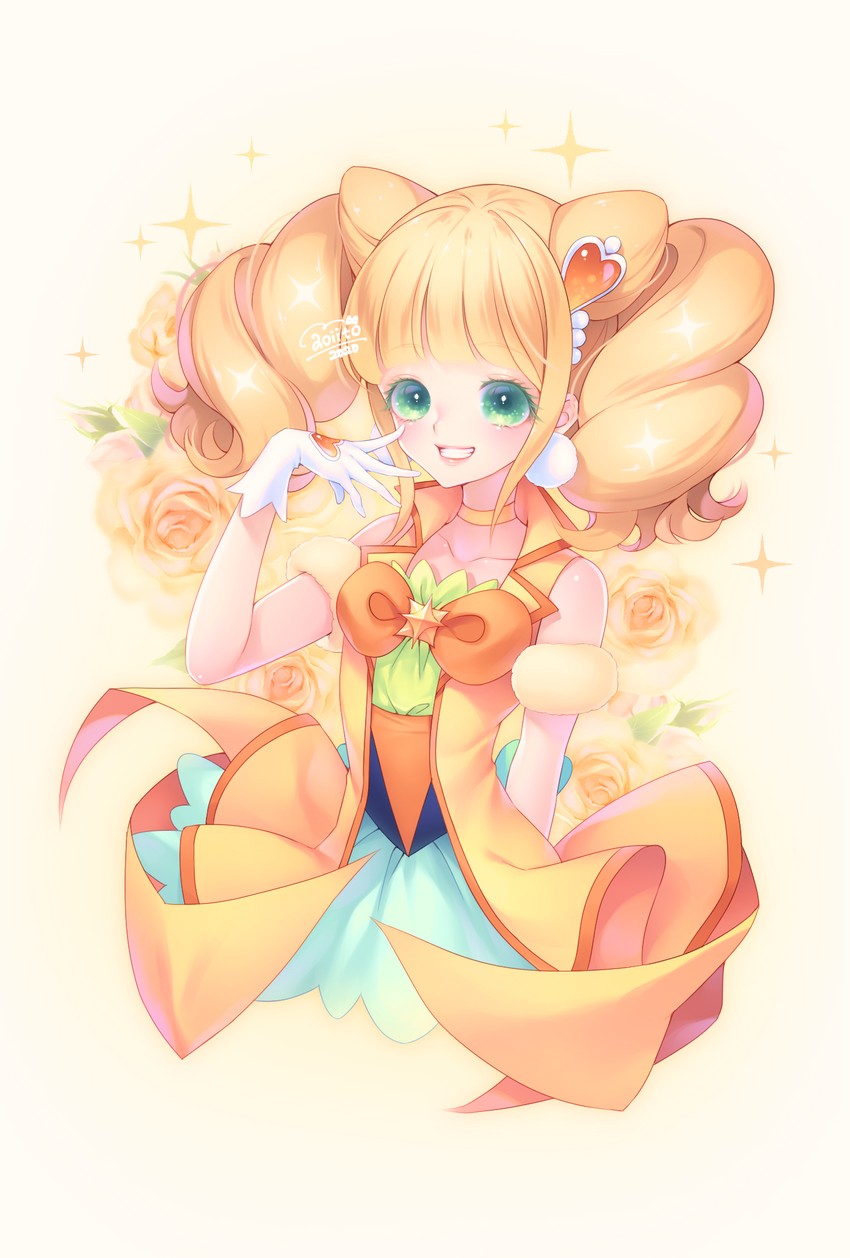 hiramitsu hinata and cure sparkle (precure and 1 more) drawn by aoi_itou