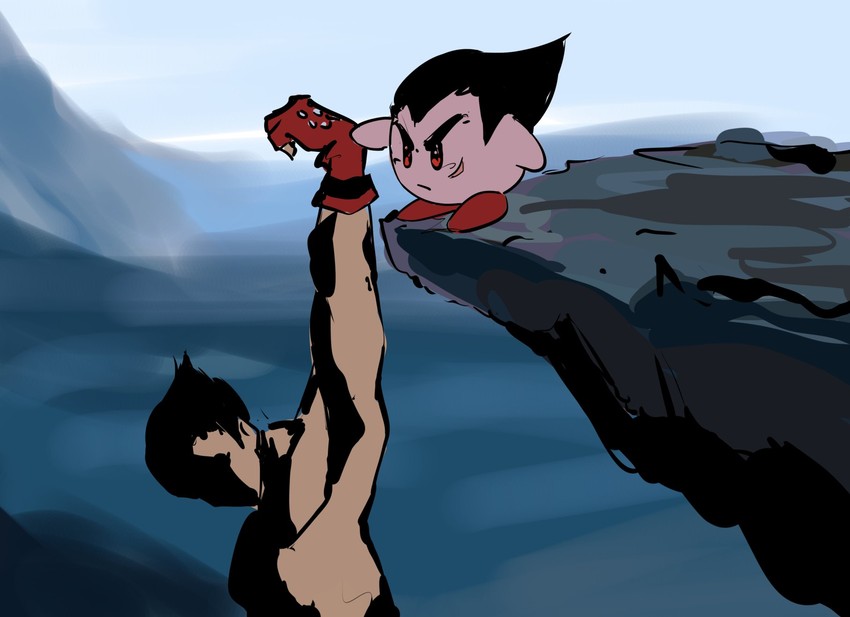 kirby and mishima kazuya (kirby and 2 more) drawn by kamithecookie