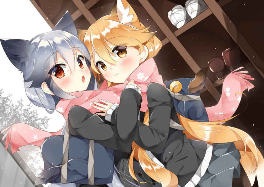 silver fox and ezo red fox (kemono friends) drawn by gau_(n00_shi)