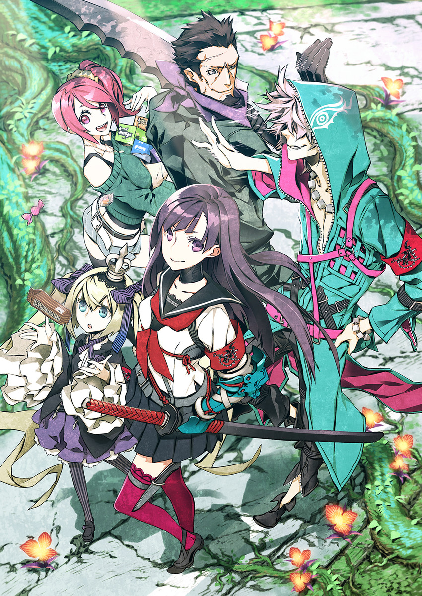 samurai, hacker, chelsea, katanako, psychic, and 2 more (7th dragon and 1 more) drawn by miwa_shirow
