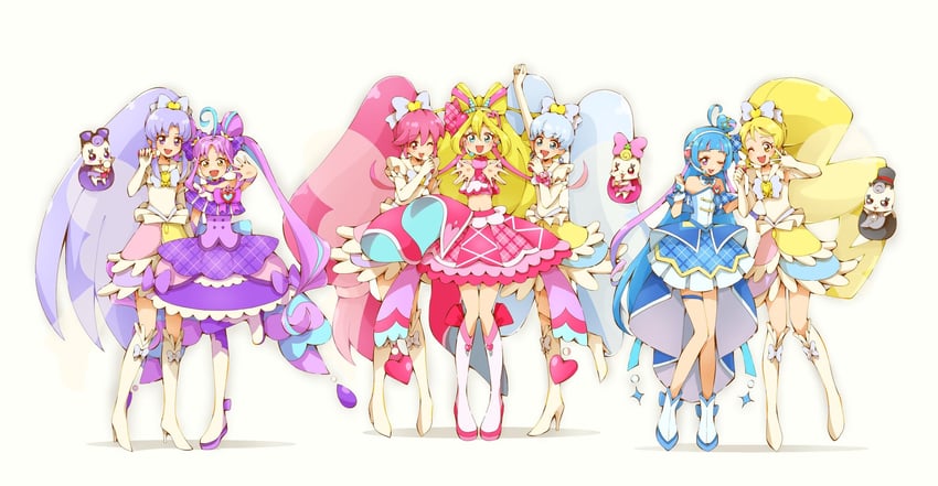 shirayuki hime, aino megumi, oomori yuuko, cure lovely, cure princess, and 12 more (precure and 2 more) drawn by yuu13
