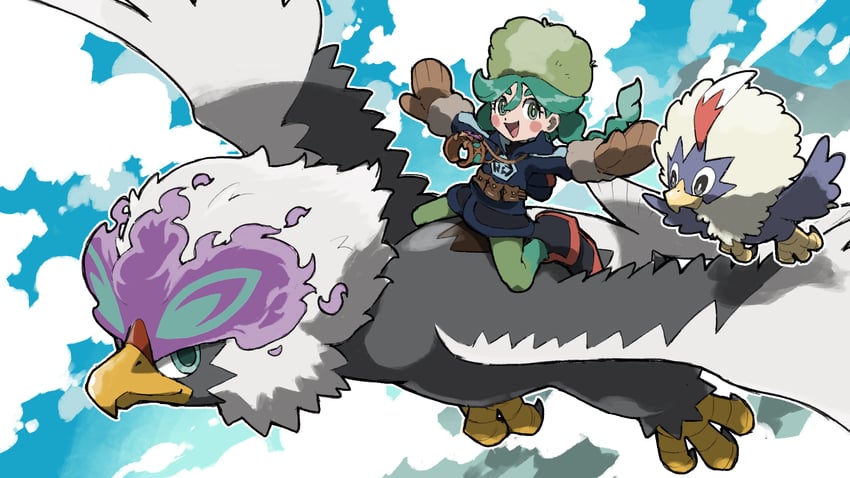 sabi, hisuian braviary, and rufflet (pokemon and 1 more) drawn by blacknirrow