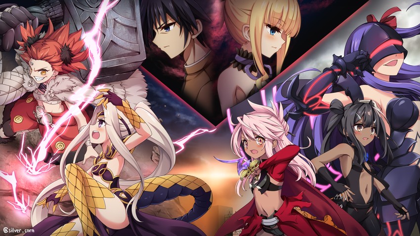 illyasviel von einzbern, matou sakura, medusa, chloe von einzbern, miyu edelfelt, and 6 more (fate and 1 more) drawn by morokoshi_(tekku)