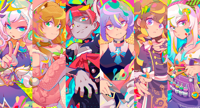 kureiji ollie, moona hoshinova, pavolia reine, ayunda risu, anya melfissa, and 1 more (hololive and 1 more) drawn by keenbiscuit