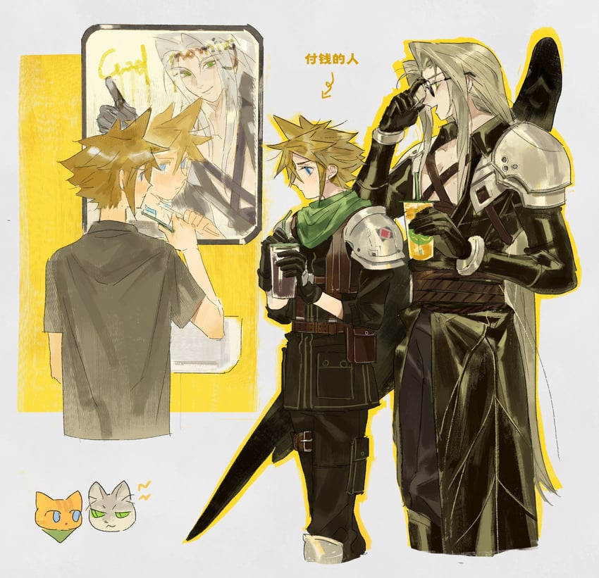 cloud strife and sephiroth (final fantasy and 1 more) drawn by audreychen