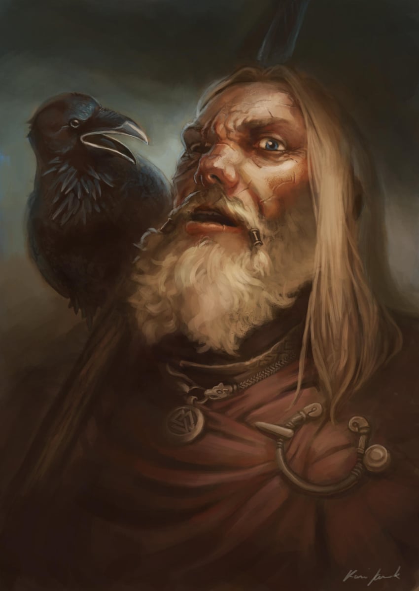 odin, muninn, and huginn (norse mythology) drawn by sarmati