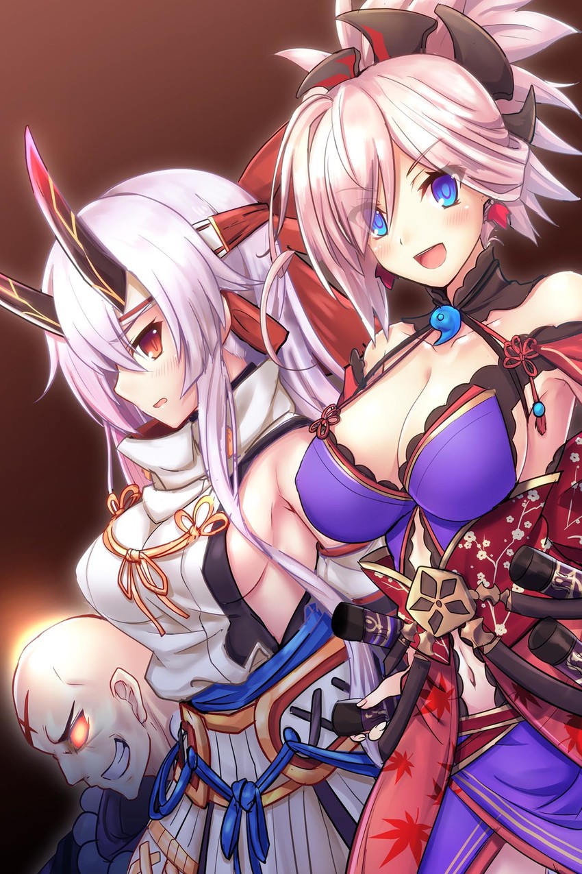 miyamoto musashi, tomoe gozen, and houzouin inshun (fate and 1 more) drawn by samoore