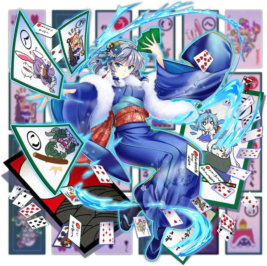 remilia scarlet, izayoi sakuya, cirno, reisen udongein inaba, kamishirasawa keine, and 3 more (touhou and 1 more) drawn by rotte_(1109)