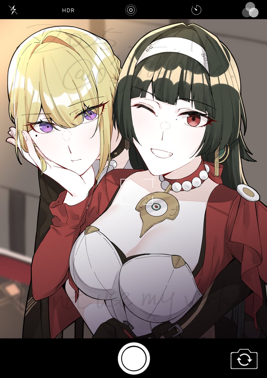 evelyn chevalier and astra yao (zenless zone zero) drawn by jouhou