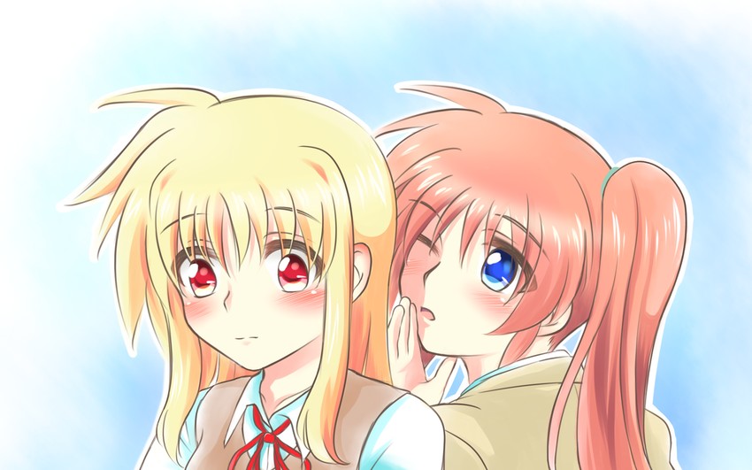 fate testarossa and takamachi nanoha (lyrical nanoha and 2 more) drawn by kerorokjy