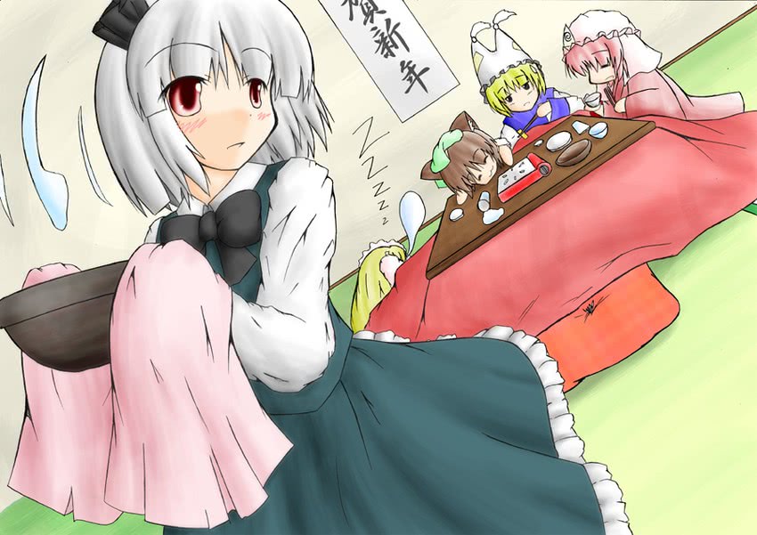 konpaku youmu, yakumo yukari, saigyouji yuyuko, yakumo ran, and chen (touhou) drawn by tano