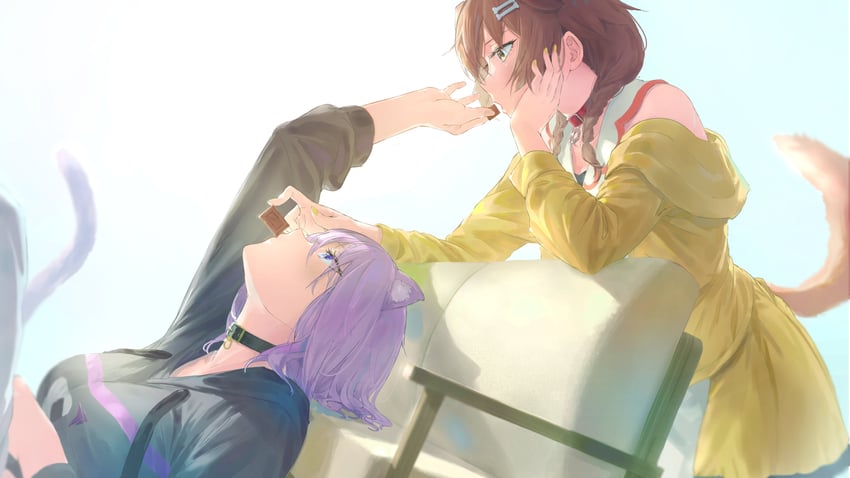 nekomata okayu and inugami korone (hololive) drawn by tadanotarosuke
