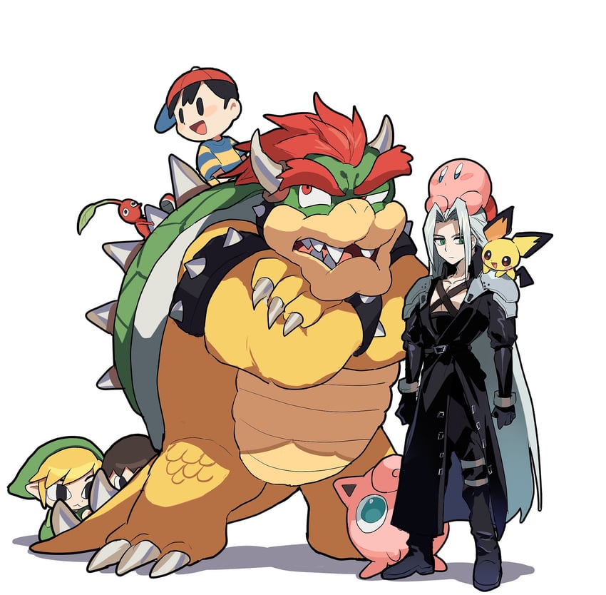 link, kirby, sephiroth, jigglypuff, bowser, and 5 more (pokemon and 10 more) drawn by nt_26