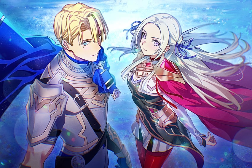 edelgard von hresvelg and dimitri alexandre blaiddyd (fire emblem and 2 more) drawn by soma_otakuu