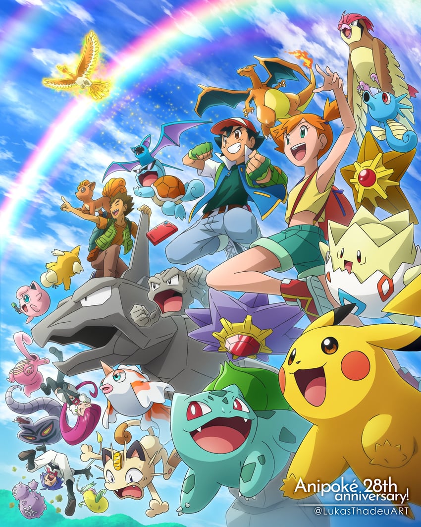 pikachu, ash ketchum, misty, charizard, bulbasaur, and 22 more (pokemon) drawn by lukas_thadeu