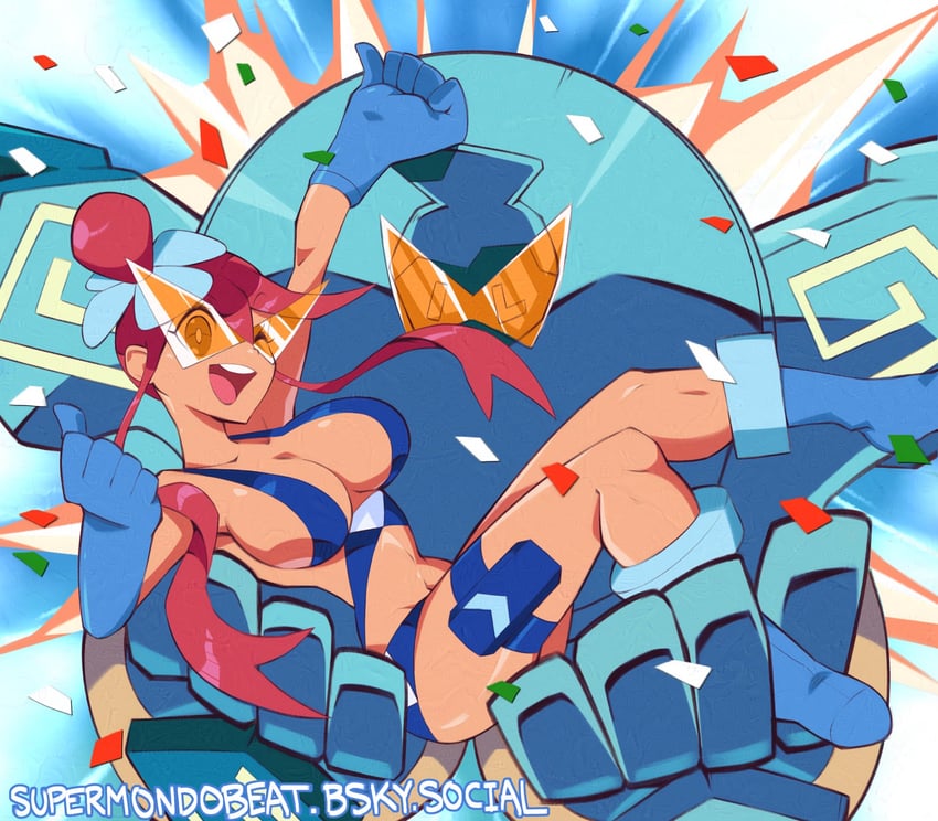 skyla and golurk (pokemon and 2 more) drawn by supermondobeat