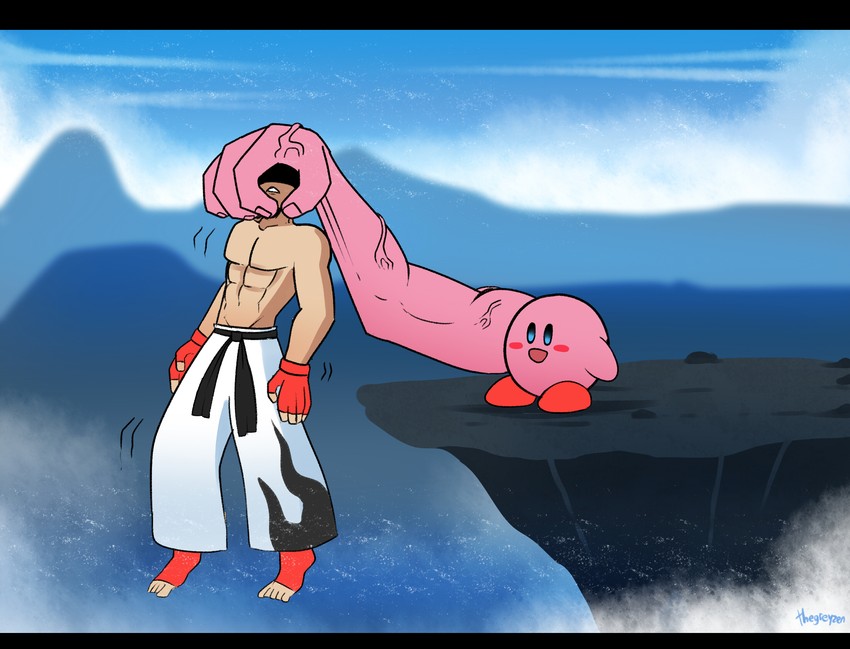 kirby and mishima kazuya (kirby and 2 more) drawn by thegreyzen